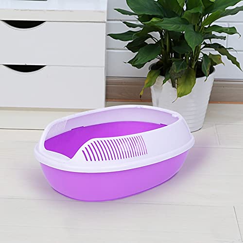 Cajas de Arena Cata de Gato semicerrada Cuenca de Arena desodorizante Cat Poop Cuenca Cat Supplies Super Extra Extra Gato Caja de Arena Arenero ​Gatos (Color : Purple, Size : S-37x27x12.5cm)