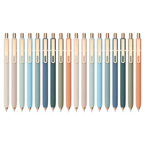 Linbsunne Gel Pens Black Ink Pens for Office 0.5mm Fine Point Pen Smooth Writing Retractable (Metal gold clip-18 pcs)