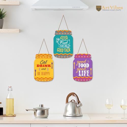 Image of Artvibes Good Food Good Life Quotes Wall Hanger for Home Decor | Gifts | Wall Art | Decoration Wooden Hanging Items | Kitchen Wood Design | Quotes Decor Items | Decorative Artworks (WH 8909NN)