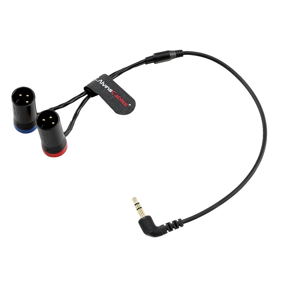 Alvin's Cables 3,5 mm TRS a Dual XLR Cavo Splitter maschio y maschio, 1/8 '' TRS a 2 Cavo audio a 3 pin a 3 pin per Røde Wireless Go II Mixpre Registratore Non bilanciato, 45 cm | 18 pollici