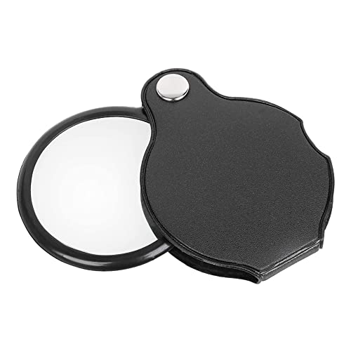 ComPDCVD 3Pcs Mini Loupe de Poche Pliable 5X en Verre Optique avec Étui de Protection Pivotant en Cuir Portatif Verre Grossissante pour Bureau Lecture Loisirs