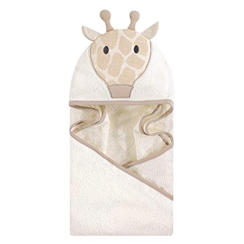 Image of Hudson Baby Unisex Baby Cotton Animal Face Hooded Towel, Modern Giraffe, One Size