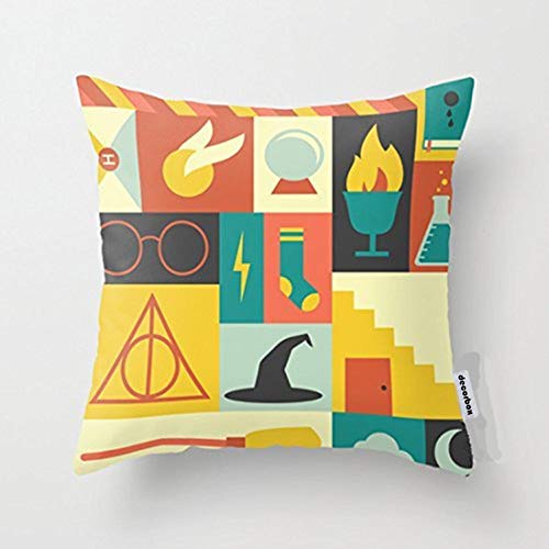 Decorbox Cotton Linen Throw Pillow Cover Cushion Case Harry Potter - 45 X 45 Cm Square Design (Standard)