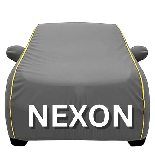 Image of UNIQE Car Cover Compatible for Hyundai Venue All Model & Years (2019-2025) 100% Waterproof with Mirror Pockets, Triple Stitched Bottom Elastic Dustproof Full Body Protection(Grey, Nexon)