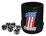 Harley-Davidson #1 RWB Logo Dice Cup Game Set, Leatherette Cup - Black