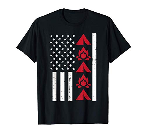 White Flag Red Line Campfire Tent Camping Camper Fireman T-Shirt