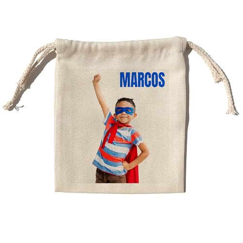 Bolsa merienda personalizada. Bolsa merienda infantil. Lunch bag. Portabocadillos. Bolsas de tela personalizadas con foto y nombre. Regalos personalizados. Bolsa kids 22x30 cm.