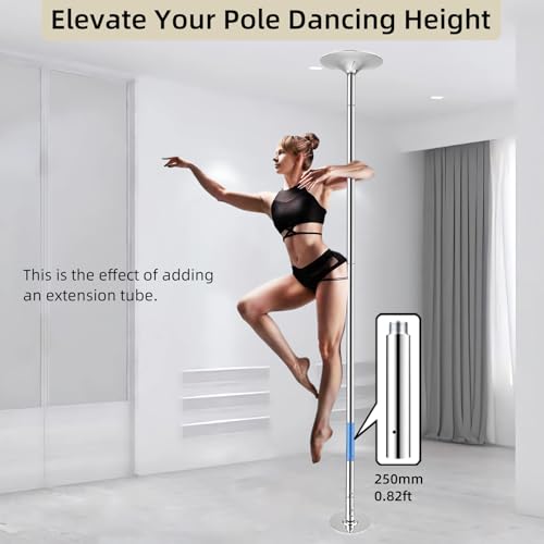 Image of Pole Extension for Pole Dancing 45mm - 125 /250 /500mm Dancing Pole Extension, Easy to Install, Smooth Connection Chrome Extension for Dance Pole (Silver, 125 Millimeters)