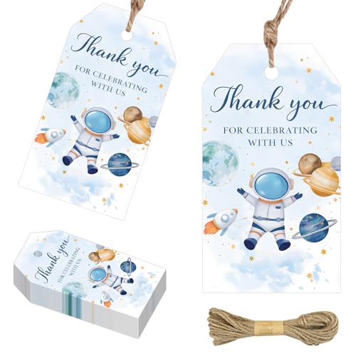 Cartes de remerciement bleu de qualité supérieure avec ficelle de décoration