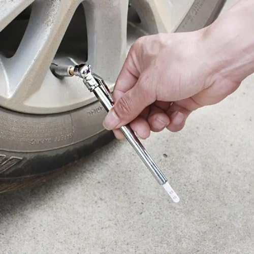 AUTOZOCO Manómetro de presión de neumáticos portátil, Medidor de presión de aire para neumáticos, Medidor de presión para llantas, Manómetro portátil, Mide de 5 50 PSI, Apto para coche y bicicleta