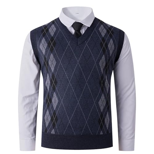 Sweater Vest Men - Thick Argyle Classic V Neck Knitwear Cotton Pullover Fall Winter Warm Tank Tops Business Casual 2025