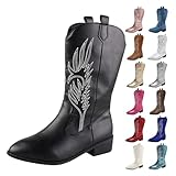 COUNTRY STIEFEL FÜR DAMEN STIEFELETTEN DAMEN WILDLEDER HALBSTIEFEL COWBOYSTIEFEL SCHLUPFSCHUHE BLOCKABSATZ WESTERNSTIEFEL RUTSCHFEST KURZSTIEFEL ÜBERGANGSSTIEFEL BEQUEME DAMENSTIEFEL SCHWARZ 41