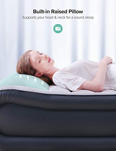 Sable Air Mattress Inflatable Blow Up Bed Twin Size XL with Built-in Pillow & Internal High Capacity Pump, Height 17"