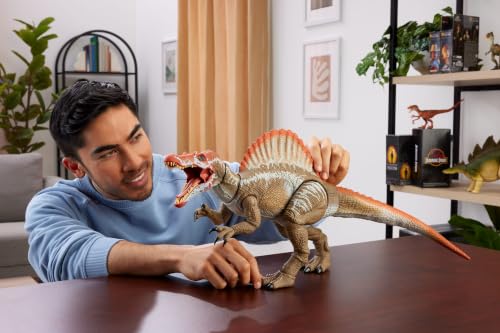 Image of Mattel Jurassic World Hammond Collection Action Figure, Jurassic Park 3 Spinosaurus, Extra Large Carnivore Dinosaur Toy, Posable Tongue & Wired Tail