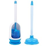 MR. SIGA Soft Bristle Toilet Brush with Holder and 1 Free plunger
