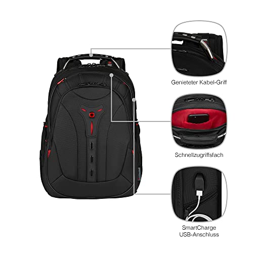 WENGER Pegasus Deluxe Laptop-Rucksack, Notebook 14 bis 16 Zoll, Tablet bis 10 Zoll, 25 l, Damen Herren, Business Uni Schule Reisen, Schwarz, 606492