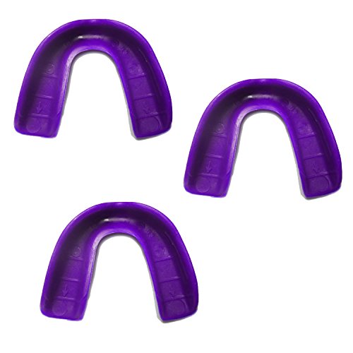 SafeTGard 3 Pack Adult Form Fit Super Mouthguard Without Strap - Available in 10 Colors (Purple)