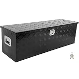 SCITOO 49 Inch Diamond Plate Truck Bed Tool Box,Heavy Duty Aluminum Crossover Storage for Most Full Size Pickups,Lockable Weatherproof Chest,Fits 49' Truck Beds,Easy Access to Load and Unload
