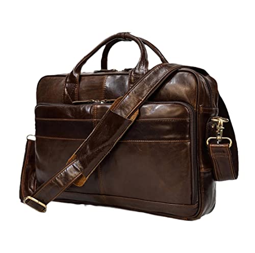 Sacoche en cuir véritable ordinateur 15,6 pouces marron huile pour vos déplacements