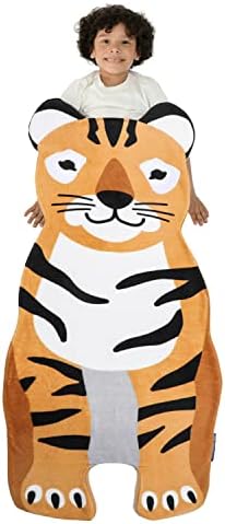 Blankie Tails | Tiger Wearable Blanket - Double Sided Super Soft and Cozy Minky Fleece Blanket, Machine Washable, Perfect for Gifts, Sleepovers, and Daily Use for Kids, Adults & Teens
