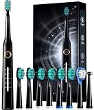 Spazzolino Elettrico Sonic Spazzolino da denti Elettrico con 8 Testine 40000 VPM 5 Modalità, Spazzolino da Denti Sonic Ricarica Rapida 4 ore Ultimi 30 Giorni, Spazzolino Elettrico Nero (8 brush heads)