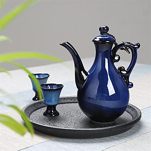 Rvvk Chinese Antique Wine Set, High-End Ceramic Set, Household Wine Jug X1, Wine Glass X10, Tray X1 #TOP4