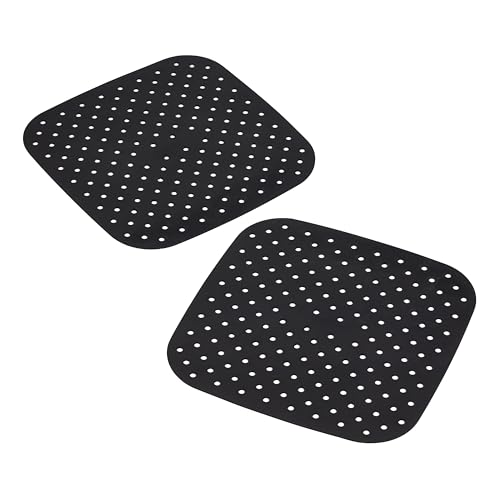 Tala Square Silicone Air Fryer Base Liners 19 x 19 cm, Reusable & Flexible, Grooved Design for Enhanced Airflow, Easy Cleaning, Dishwasher Safe, Oven Safe up to 230°C (446°F)