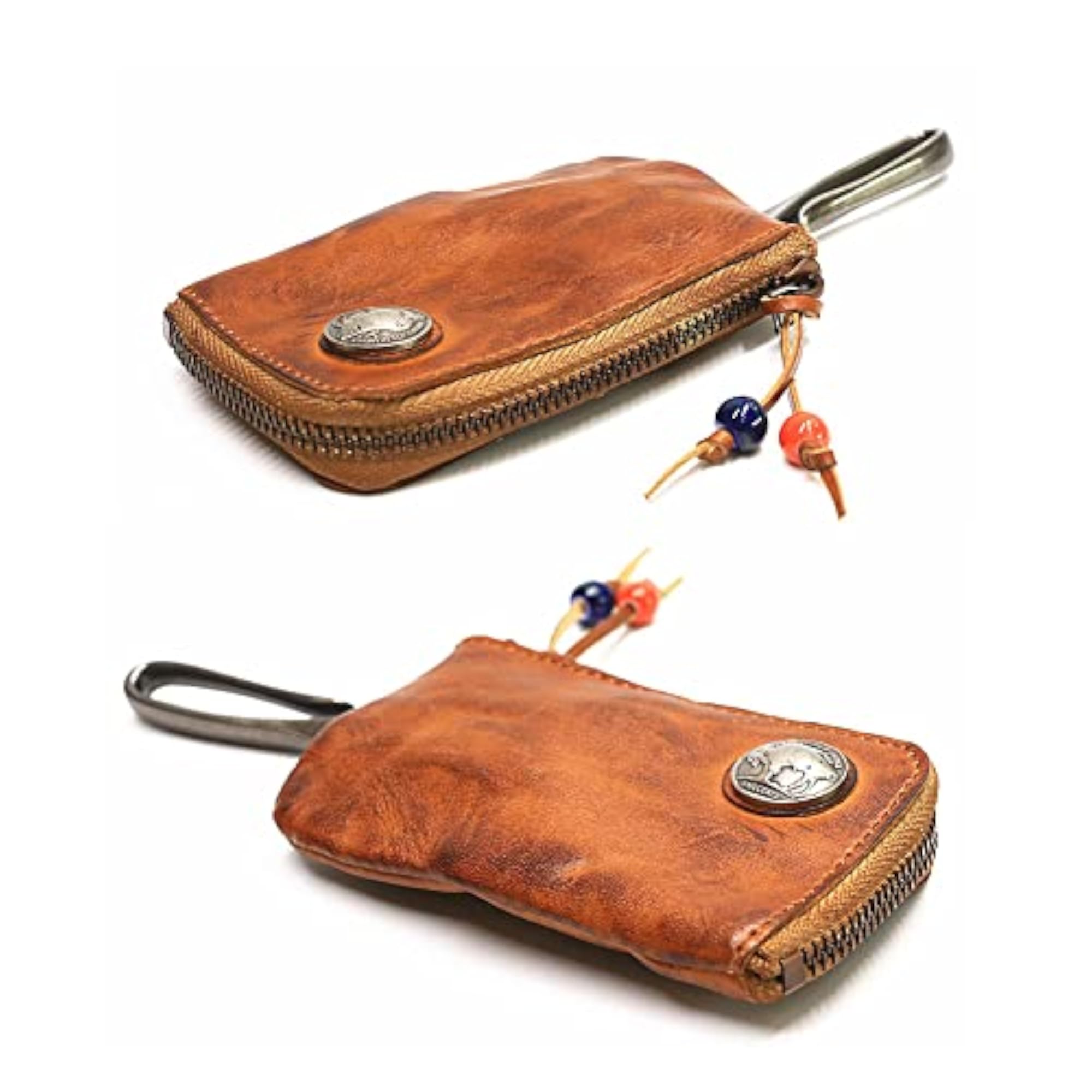 1Pcs Leather Mini Medieval Pouch Keychain, Coin Organizer