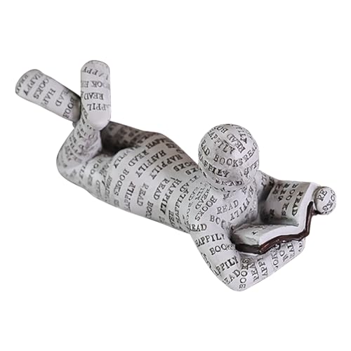 Sculpture de Figurine pour Étagère, Abstraite Lecture Femme Lisant Sculpture de Statue Peinte à la Main, Artisanat Décoratif de Bureau Simple Bibliothèque Décoration Ornements D'étagère (#3)