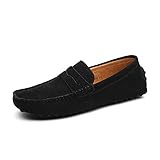 [page_title]-DUORO Herren Klassische Weiche Mokassin Echtes Leder Schuhe Loafers Wohnungen Fahren Halbschuhe (45,Schwarz)
