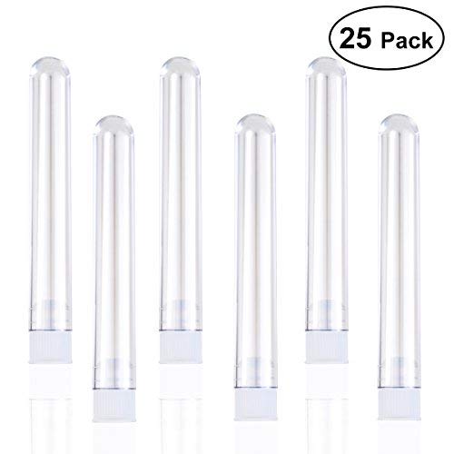 NUOLUX Kunststoff Probenröhrchen Mit Kappen 7.5 X 1.2 Cm Transparent 25 Stück - Labor Reagenzgläser Für Kleine Proben Und Geschenkverpackung