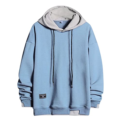 Pull homme grande taille XL ample couleur unie bleu ciel confortable
