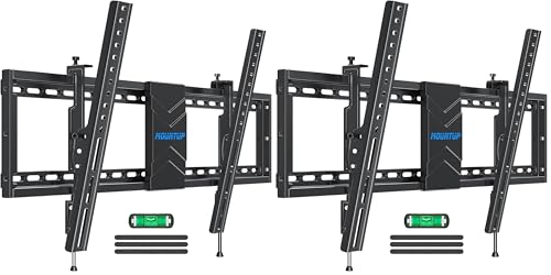 Image of MOUNTUP TV Wall Mount Tilting for Most 37-84 Inch TVs, TV Mount with Level Adjustment Low Profile Space Saving Tilt Wall Mount TVs Bracket, Fits 16 inch, 18 inch, 24 inch Studs,Max VESA 600x400mm (Pack of 2)