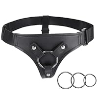 Strap-On Leder Harness Sexspielzeug für Frauen und Männer - Verstellbares Plus-Size Strap-On und drei Metallringen