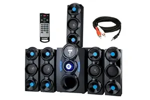 9 CORE|Black Jumbo Home Theatre 5.1 Channel or Wall Mount Satellites. 6 inch subwoofer Multimedia Connectivity Bluetooth,Fm,USB,Aux. Compatible with Smart tv,Laptop,Smart mobiles,Gaming Console etc