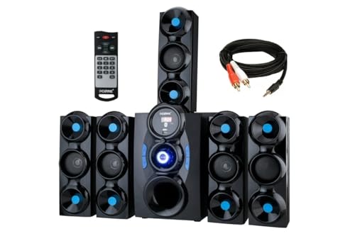 Image of Black Jumbo Home Theatre 5.1 Channel or Wall Mount Satellites. 6 inch subwoofer Multimedia Connectivity Bluetooth,Fm,USB,Aux. Compatible with Smart tv,Laptop,Smart mobiles,Gaming Console etc