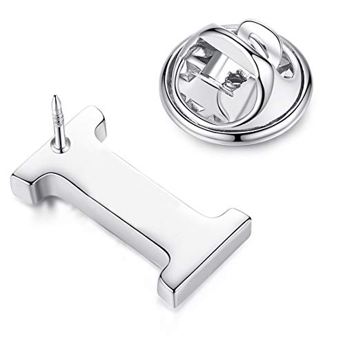 Image of HONEY BEAR Initial Alphabet Letter Lapel Pins Collar Badge Brooches for Mens /Womens Shirt Dress Decoration Silver