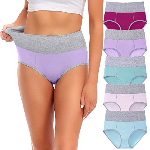Image of Womens Underwear,Cotton Mid Waist No Muffin Top Full Coverage Brief Ladies Panties Lingerie Undergarments for Women Multipack