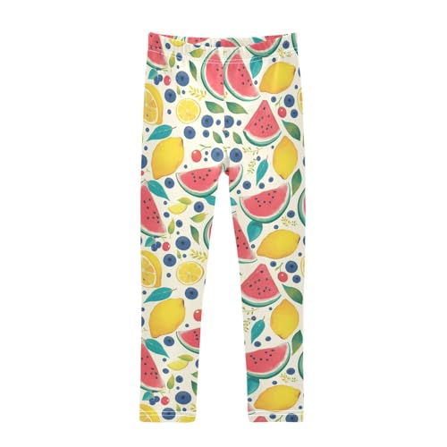 Girls Leggings Watermelon Blueberry Lemon Kids Length Leggings Pants Toddler Athletic Soft Tights Trousers 4T