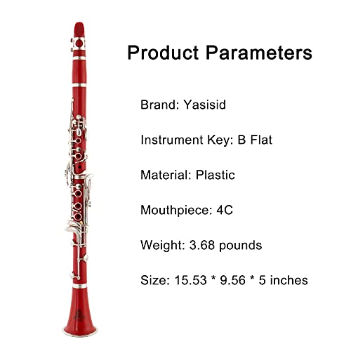 Yasisid Bb Clarinet Woodwind Band & Orchestra Musical Instruments For Student Beginners With Hard Case Bag, Gloves, Cleaning Cloth, Stand, Mouthpiece #TOP5