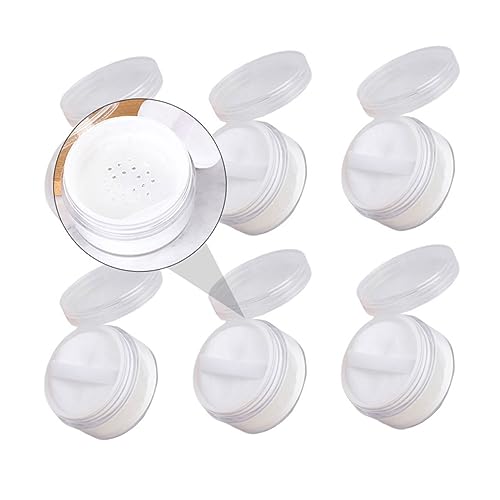 GOOHOCHY 6 piezas Caja para Polvos Sueltos Portátil Estuche Compacto Transparente para Maquillaje de Viaje con Esponja Envases Reutilizables Ligeros para Cosméticos