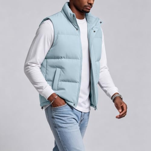 Black Puffer Vest Men Quilted Puff Vest Lightweight Padded Coat Outwear - image 4