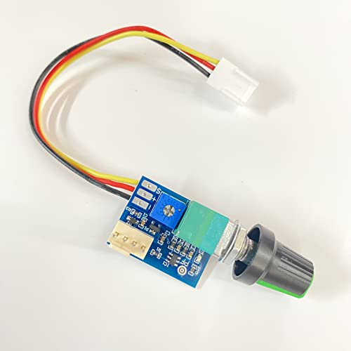 Taidacent 2510-4P 3P Manual 4 Wires 0-5V 12V Fan Speed Controller PWM Speed Control On Off Switch for PC CPU Case Fan with Knob (White Connector with Plastic Black Knob)