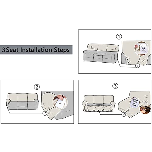Zsdcgc 3 Seater Recliner Sofa Slipcover, Pu Leather Reclining Cover Waterproof Couch Covers For 3 Cushion Couch 8 Pieces Sofa Furniture Protector Slipcovers (Color : Brown) #TOP5