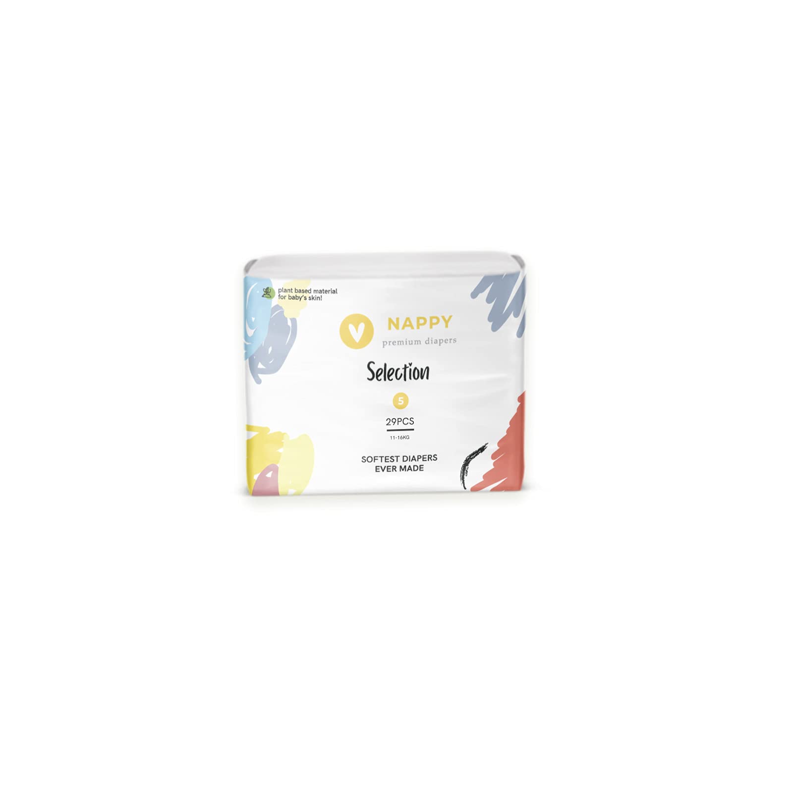 Nappy Selection Premium Diapers size 5 (11-16 KG) 29 diapers | Organic-Natural Cotton enhanced back-sheet | Made in the EU |
