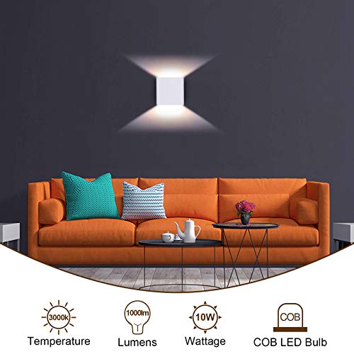 Lightess Modern Wall Sconce Dimmable 10W Hardwired, Up Down Wall Mount Lights Indoor Mini Metal LED Wall Lamp for Living Room Bedroom Hallway Decor, Warm White, O1181TP - Thumbnail 4