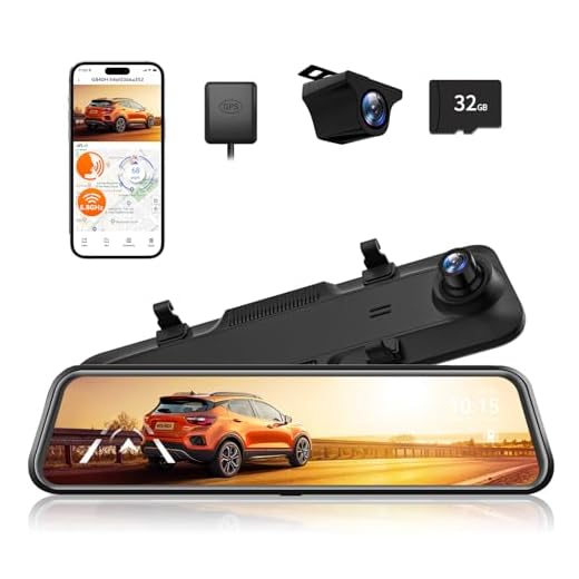WOLFBOX 12" G840H Spiegel Dashcam mit Rückfahrkamera, ADAS und BSD, 2.5K Dual Dash Cam Spiegel mit 5.8GHz WiFi, Sprachsteuerung, Loop-Aufnahme, Parküberwachung, Kostenlose 32 GB Karte und GPS