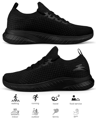 Mens Slip on Lightweight Walking Shoes Non Slip Breathable Running Shoes Comfort Tennis Workout Gym Sneakers with Shoelace4
