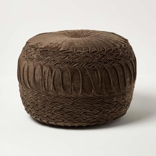Pouf repose pieds marron Sofia petit tabouret velours - 2