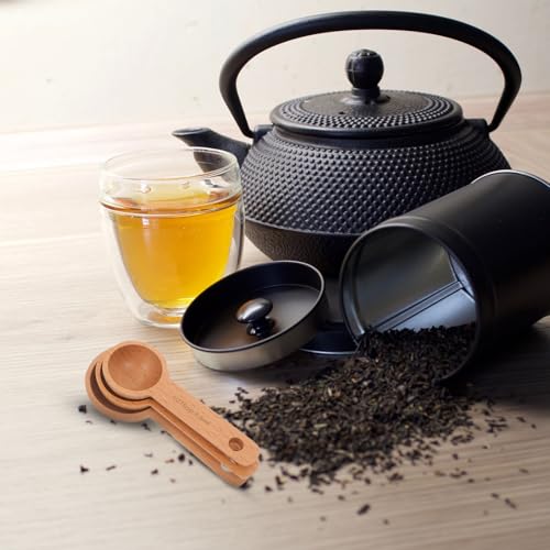 Cucharas medidoras de madera para café té especias pequeñas y duraderas 6